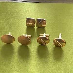 1950s Vintage Gold-Tone Cufflink Set - 3 Pairs